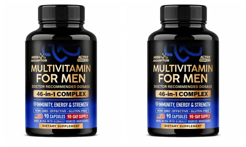 Multivitamínico para homens 90 cápsulas Complexo B B12 Vitamina D3 K2 Zinco Magnésio Mistura de extrato de planta Não OGM Suporte de nutrição diária