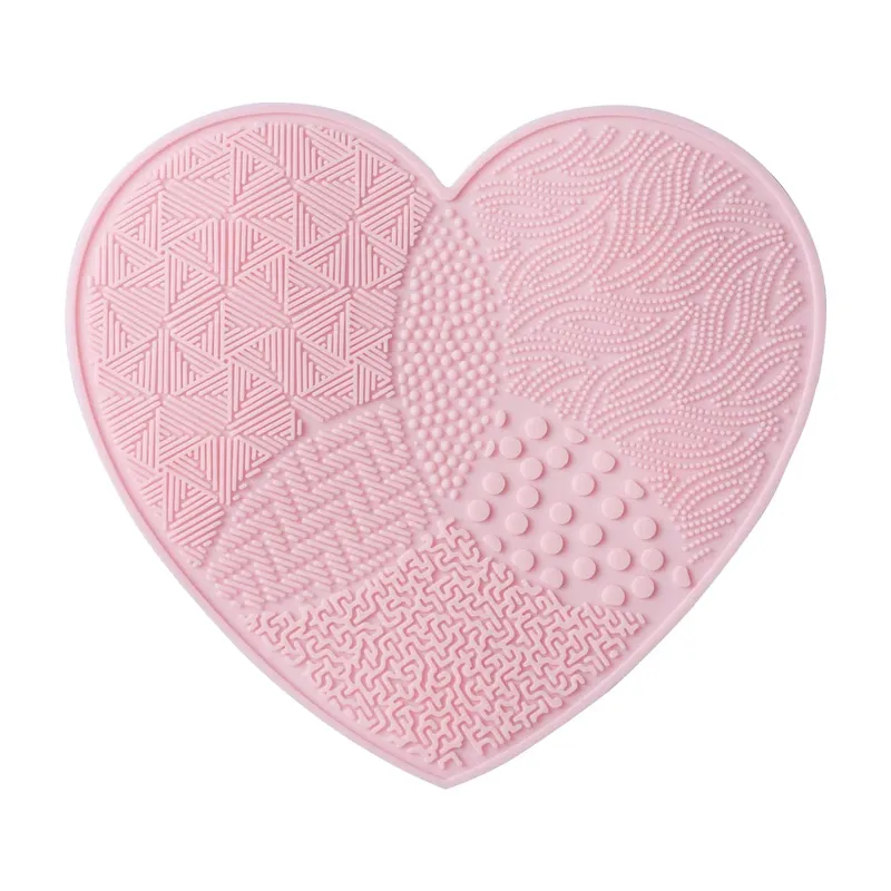 Almofada de esfrega pincéis de maquiagem limpeza de silicone com ventosa amor limpador de lavagem escova cosmética ferramenta de suprimentos de beleza
