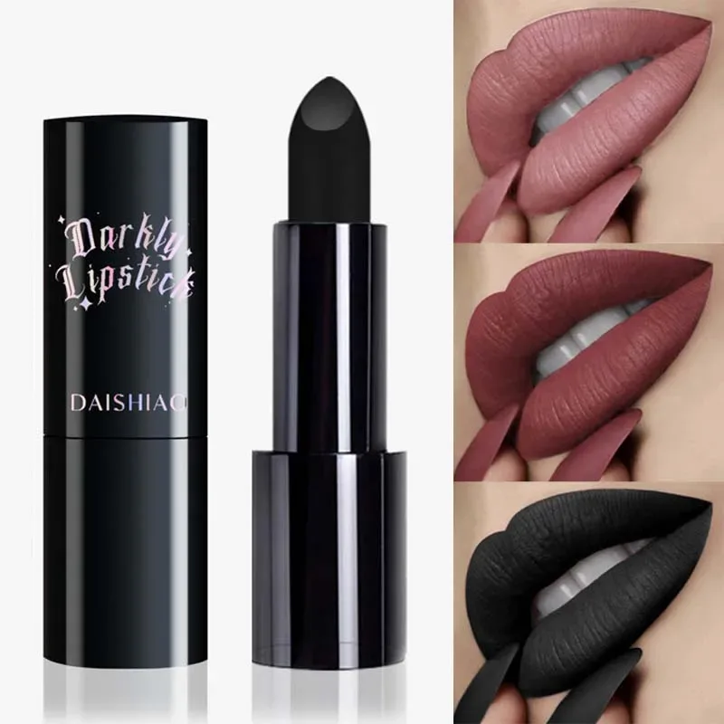 Batom noturno escuro de Halloween à prova d'água e de longa duração preto escuro roxo fosco batom maquiagem cosméticos para lábios — image 4