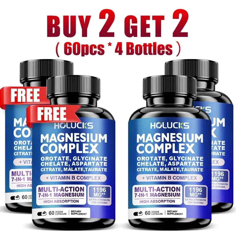 Cápsulas de complexo de magnésio com vitamina B6 apoiam o sono, osso, coração, saúde, alívio do estresse, músculos, nervos fortes, metabolismo