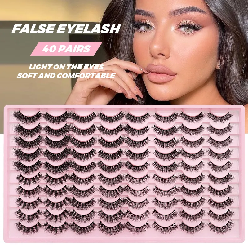 40 pares de volume tira cílios falso vison cílios postiços kit cosméticos macio falso volume extensões de cílios atacado