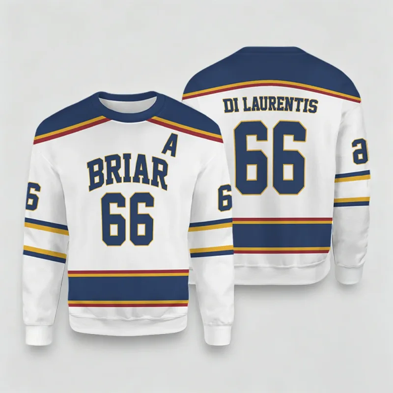 2026 New Off-Campus Briar University Hockey Print Pullover Unisex Casual Streetwear Graham 44 DI LAURENTIS 66 Cosplay Sweatshirt