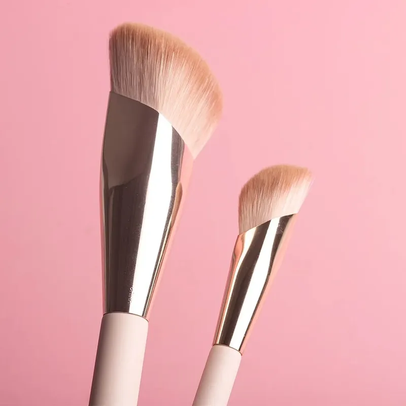 Ovw pincéis de maquiagem, base líquida, corretivo, mistura, blush, 2 peças, cabeça oblíqua, contorno do rosto, ferramenta de maquiagem profissional