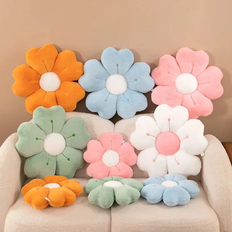 Almofada de pelúcia confortável em formato de flor de margarida - almofada decorativa fofa para cama e sofá tecido de poliéster macio