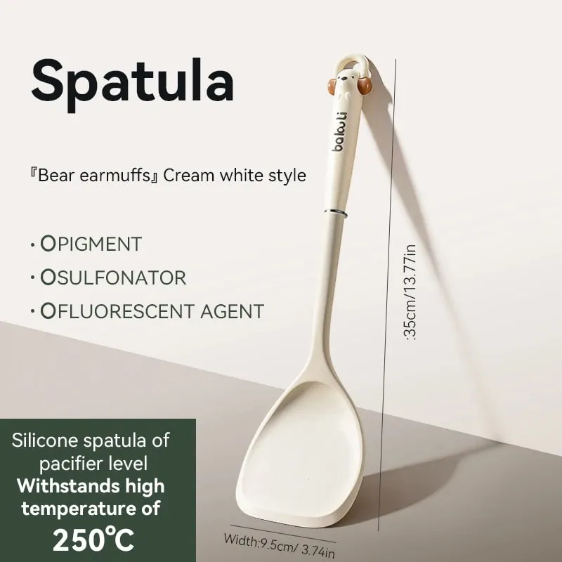 Novo utensílio de cozinha melhorado, conjunto de 3 peças, espátula de silicone, colher de arroz e sopa, resistente ao calor, ferramentas de cozinha antiaderentes