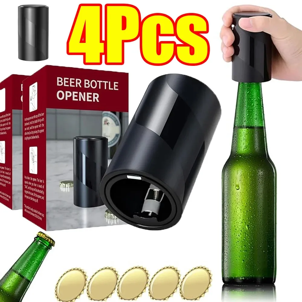 1-4 pces abridor de garrafa de cerveja push down garrafa pequeno abridor portátil abridor de cerveja automático para bares de festa em casa piquenique acampamento caminhadas
