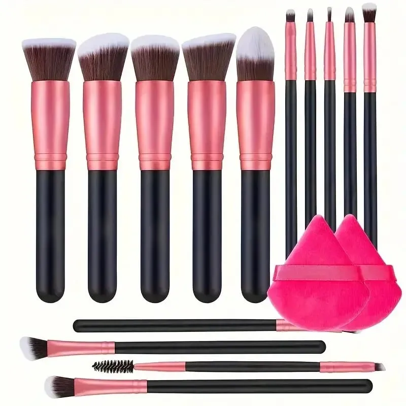 14 pçs pincéis de maquiagem conjunto profissional fundação sombra de olho corretivos mistura blush escova kabuki macio fofo feminino ferramenta beleza — image 9