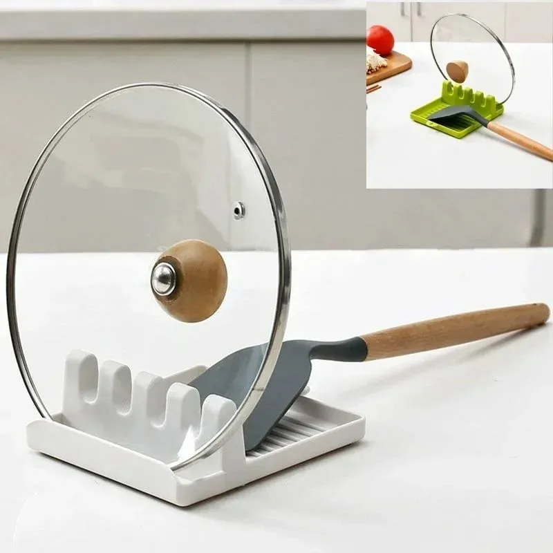 Pan Lid Holder Supports Spoons Pot Cover Rests Spatula Stand For Kitchen Convenience Utensils Tools Accessories Cooker Organizer