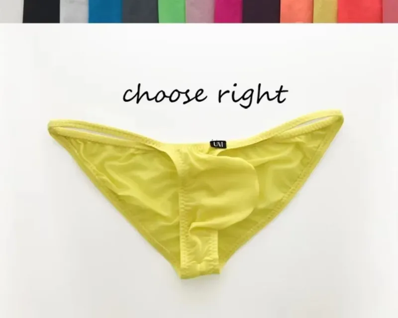 Cuecas masculinas de cintura ultra baixa g-string nádegas finas de seda gelo translúcida roupa interior sexy respirável leve baixo crescimento