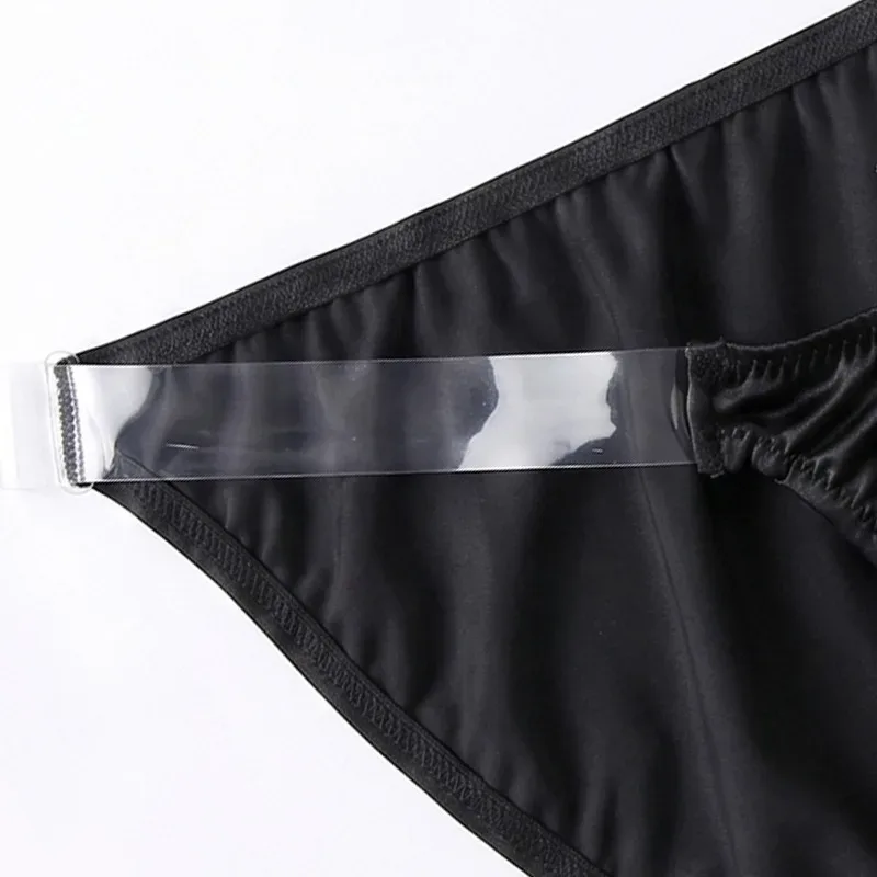 Cetim de seda gelo como roupa interior masculina sólido estiramento alta garfo cuecas triangulares bulge bolsa suave respirável underpant