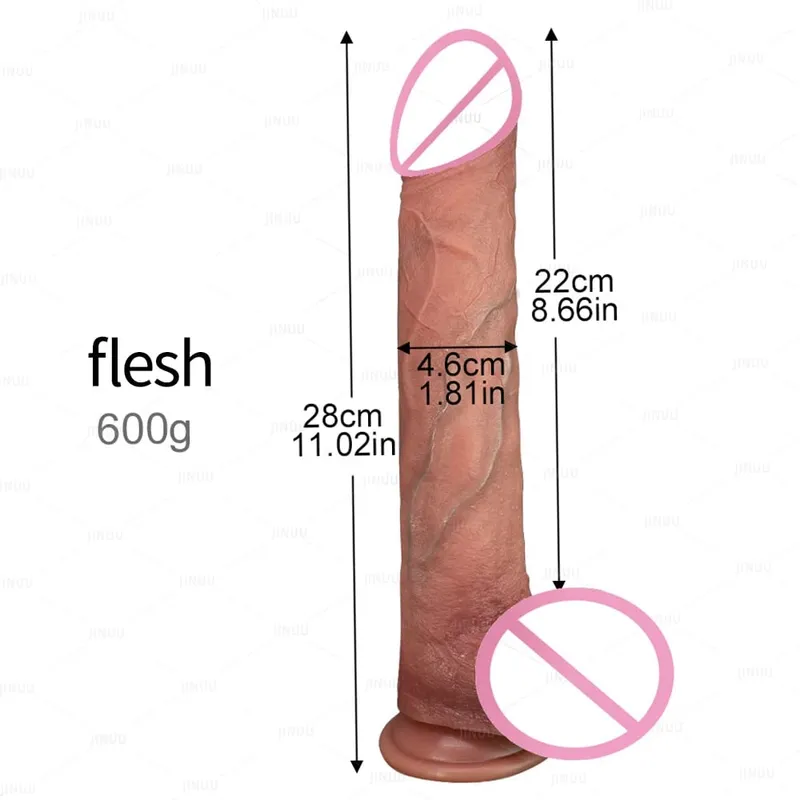 Vibrador de silicone super macio de 28cm com ventosa, flexível, ponto g, cinta para mulheres, homens, lésbicas, pênis longo, brinquedo sexual para casais