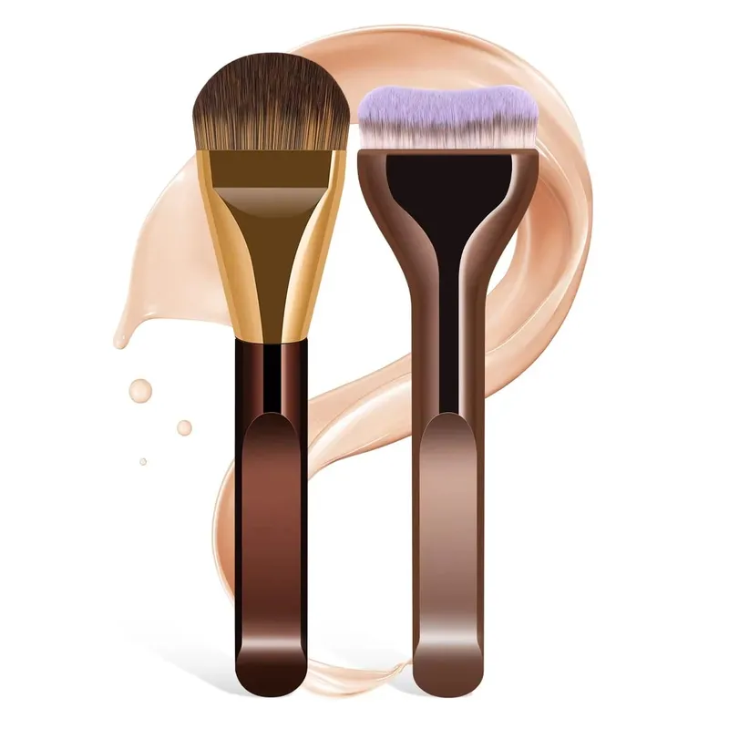 2 pçs pincéis de maquiagem fundação conjunto ultra fino máscara superior escova para creme líquido cosméticos mistura ferramenta beleza presente premium