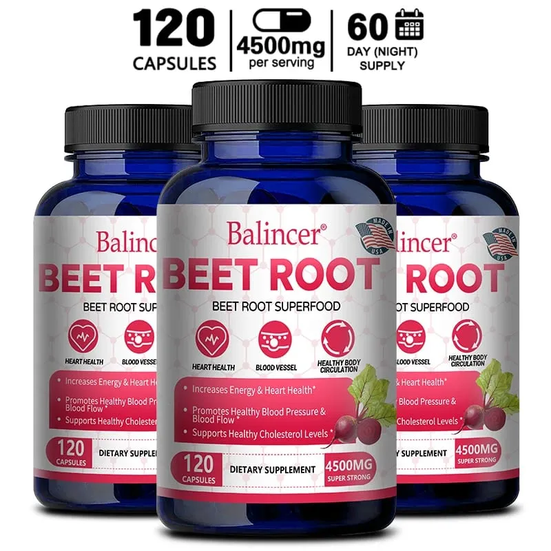 Cápsulas de beterraba 2500mg apoiam a circulação sanguínea diária, bem-estar cardiovascular, resistência física e equilíbrio imunológico