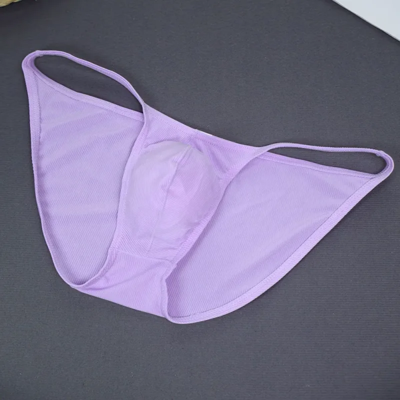 1pc Men Ribbing High Fork Underwear Brief U Convex Pouch Low Rise Panties Solid Color Breathable Comfortable Underpants