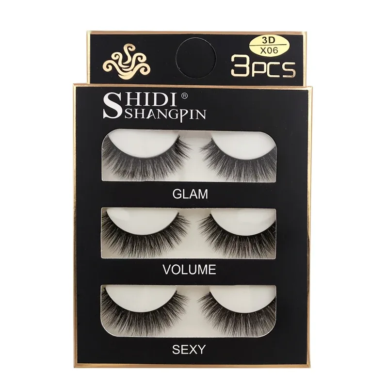 Falso cils 3 pares cílios postiços naturais longos 3d vison cílios macios macios finos feitos à mão cílios falsos ferramentas de maquiagem dos olhos