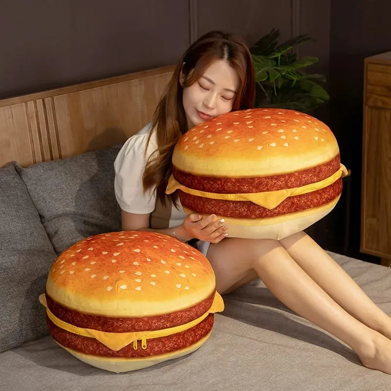 40CM Simulation Plush Bread Hamburger Pillow Lazy Sofa Turn To Seat Cushion Stuffed Food Cute Toys Home Decor Kids Birthday Gift