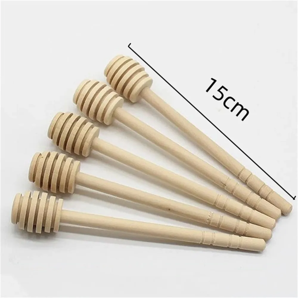 100pcs madeira mel dipper vara servidor para frasco de mel dispensar chuvisco mel