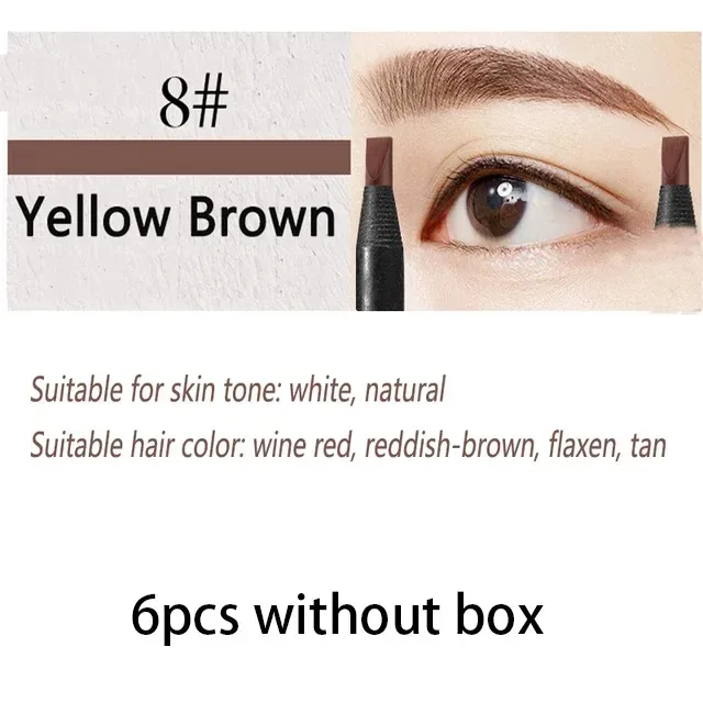 6/12 pçs lápis de sobrancelha núcleo duro atacado maquiagem puxar linha haozhuang marca permanente peel off branco preto à prova dnatural água natural