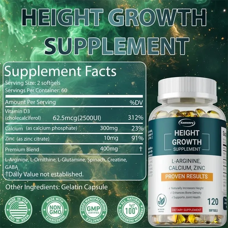 Suplementos para crescimento em altura - Fortalecimento ósseo e promoção do crescimento para crianças, adolescentes e adultos