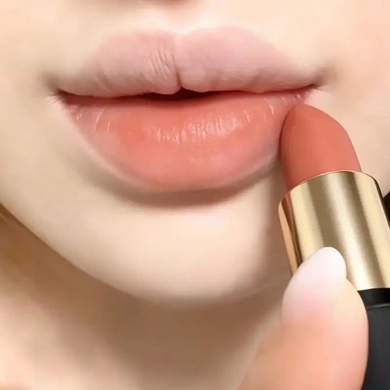 Leite chá canela nude batom fosco hidratante duradouro alto pigmento bálsamo labial suave veludo cor dos lábios maquiagem natural diária