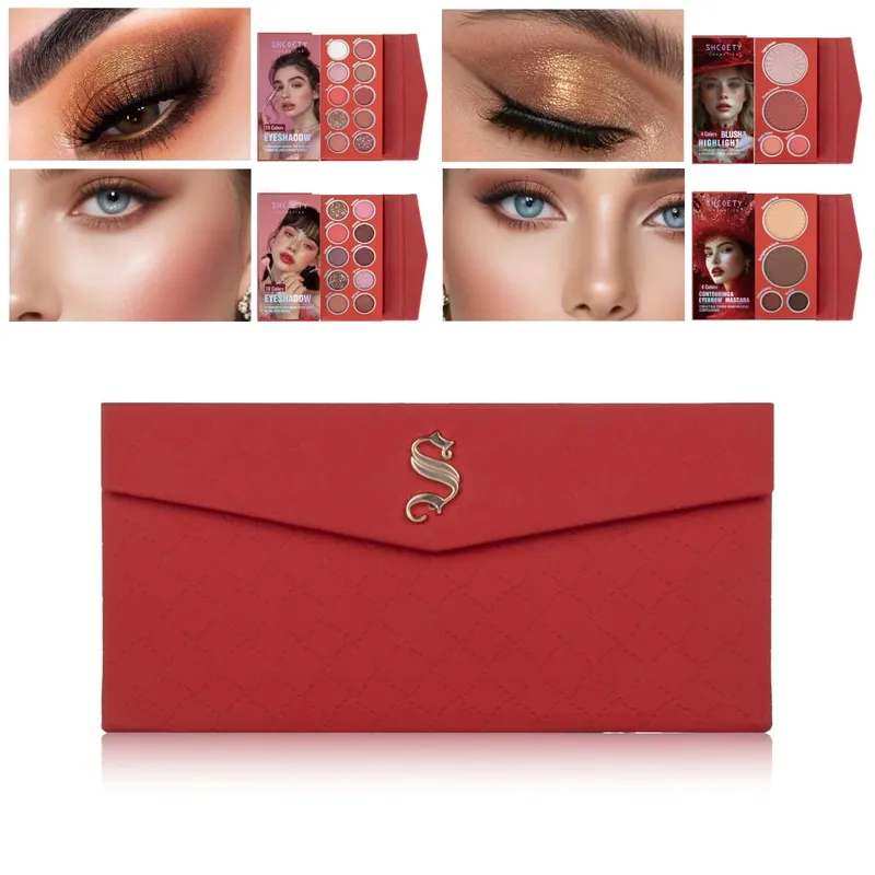 Paleta de maquiagem estilo carteira dobrável | Sombra Blush Highlighter Contour Compacto para viagens e uso diário