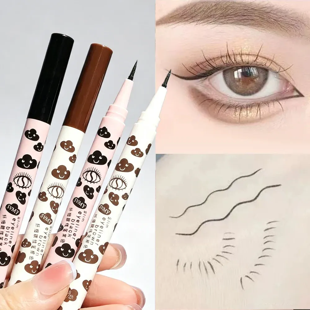 Caneta delineadora líquida ultrafina, natural, fosca, à prova d'água, secagem rápida, cílios inferiores, caneta de bicho-da-seda, pigmento alto, ferramenta de maquiagem suave para os olhos
