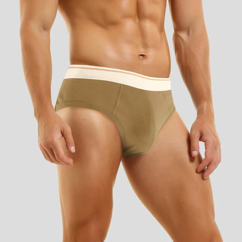 Cuecas triangulares masculinas de algodão puro, respiráveis ​​e confortáveis, cintura média, suaves e macias para a pele, cuecas adolescentes