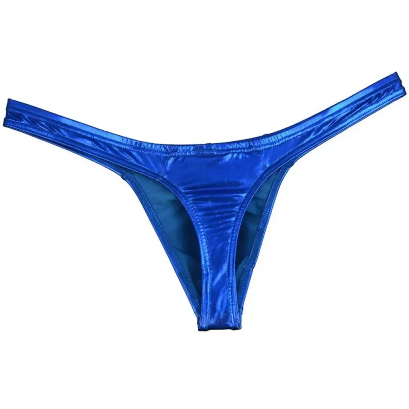 Shiny Solid Briefs Underpants Underwear Stretchy T-back Thong Bikini Fake Leather Low Waist M-XL Men Comfort New