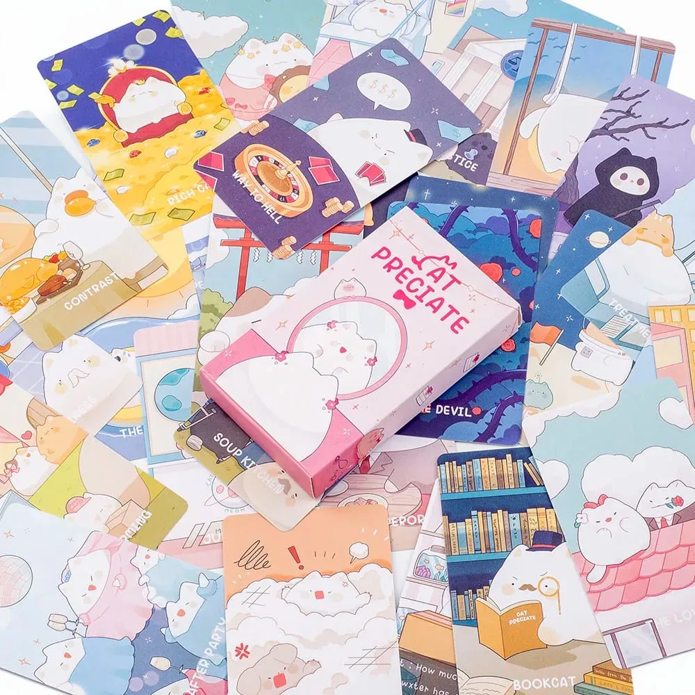 Novo estilo gato apreciar tarô 48 cartas baralho adivinhação destino tarô oráculo cartas festa entretenimento tabuleiro jogo de jogo 10.4x6.1cm