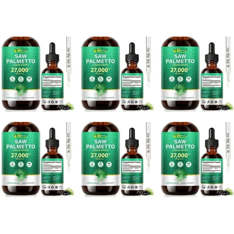 Itawel Saw Palmetto Gotas Líquidas Suporte à Saúde da Próstata Função Urinária Suporte OGM Livre de Parabenos Livre de Açúcar Vegan 60 ML