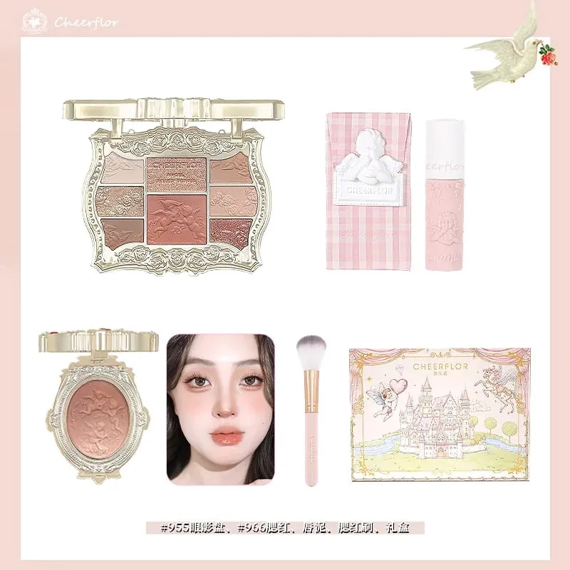 Conjunto de caixa de presente de maquiagem cosméticos blush batom sombra paleta prático kit de maquiagem premium presente de aniversário para mulher gi