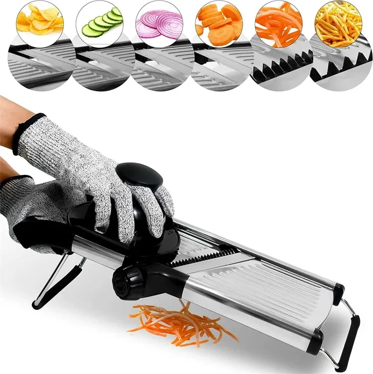 Fatiador de mandolina ajustável, aço inoxidável, fatiador de vegetais, cortador para batata, tomate, cebola, cenoura jt213