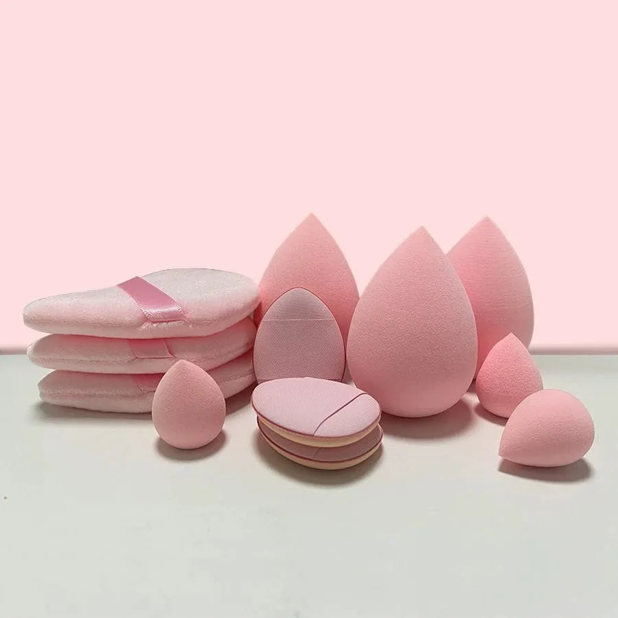 Conjunto de combinação pequeno, médio e grande de 12 peças Puff de maquiagem essencial para iniciantes