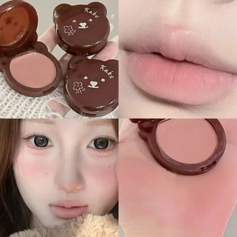 Urso multi-uso bochecha batom cremoso textura macia natural clareamento tez diariamente blush aveludado suave batom maquiagem