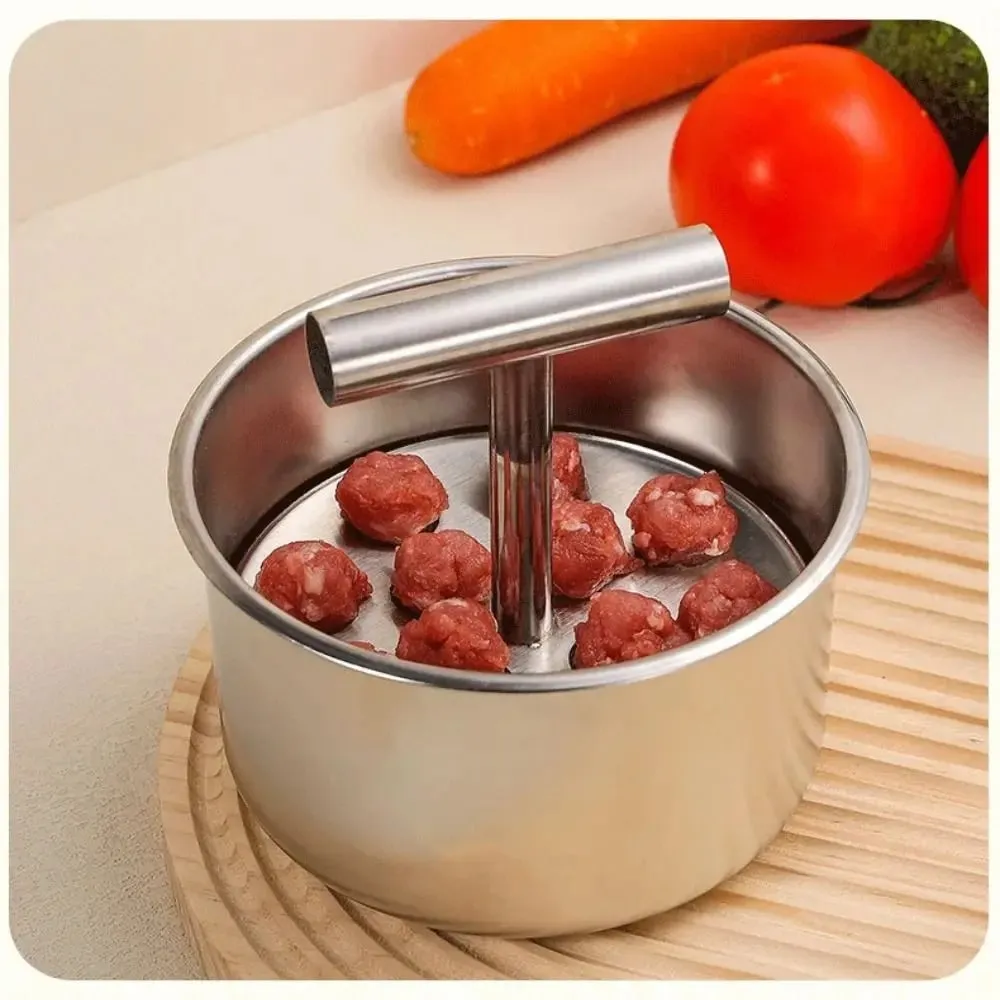 不鏽鋼手壓肉丸機高效率創意肉丸機工具手冊快速簡單 DIY 肉丸
