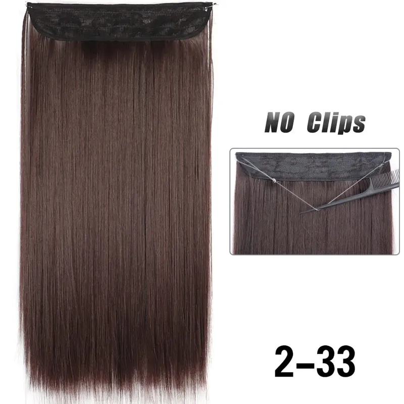 Sem clipes extensões de cabelo fio invisível longo em linha reta sintético falso pedaço de cabelo 80cm preto marrom loiro penteado