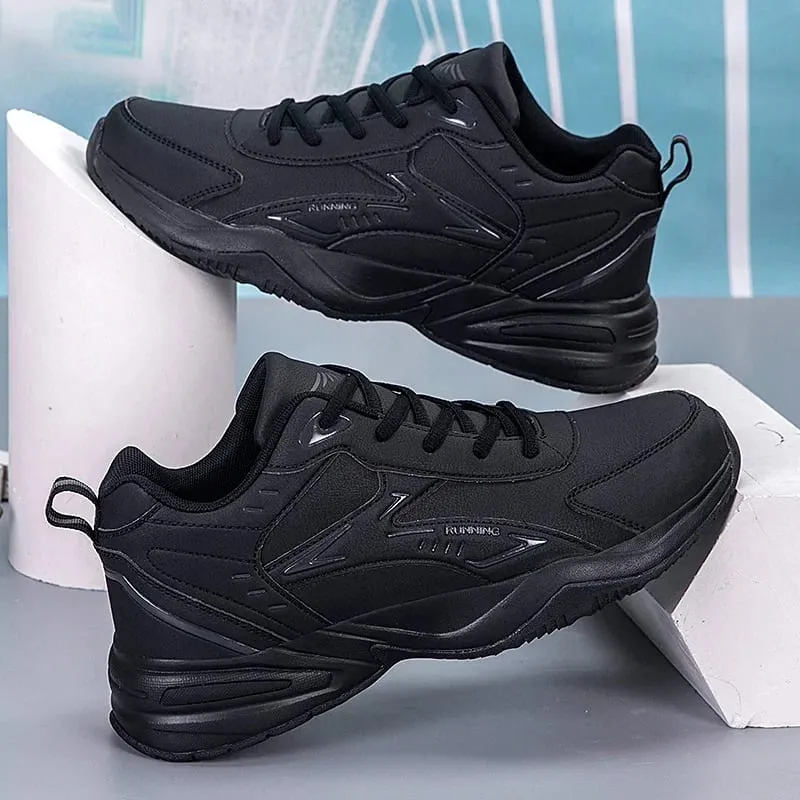 Tênis robusto para homens sola grossa versátil 2025 nova tendência malha rendas até sapatos esportivos casuais respiráveis ​​solas macias aumentadas