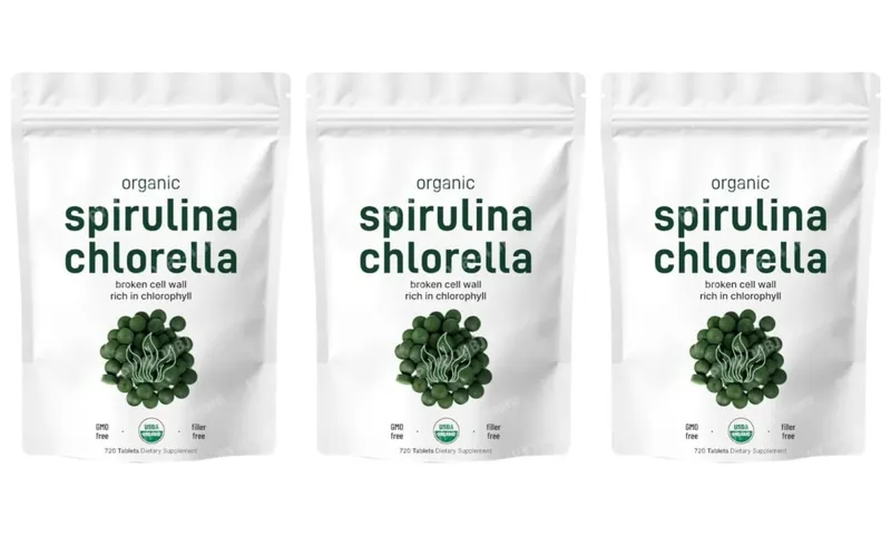 Comprimidos orgânicos de Spirulina Chlorella 3000mg Mistura de superalimento de 720 contagens com proteína vegana, energia, imunidade, suporte digestivo — image 10