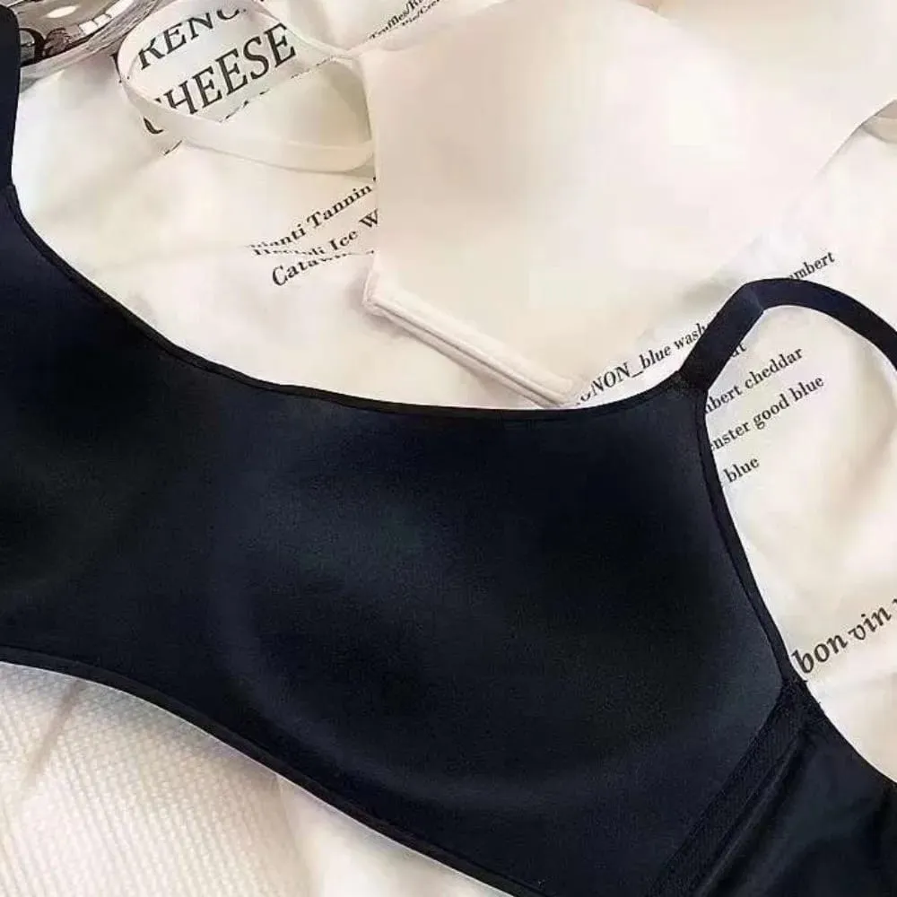 Sutiã sem fio macio e confortável, copo fino, material elástico, push up, elástico, design reunido, sem costura, lingerie, beleza
