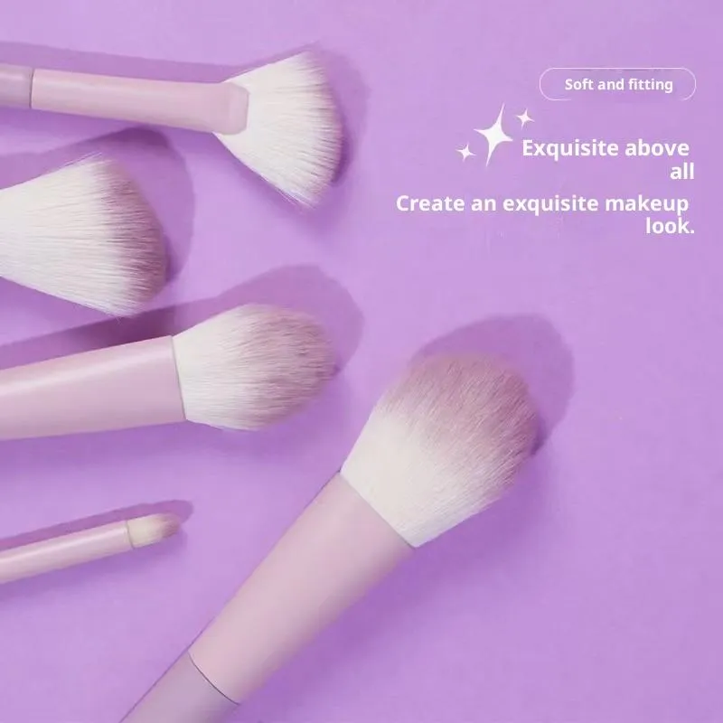 10 pçs rosa roxo gradiente plástico lidar com escova de maquiagem conjunto de cerdas de fibra sintética pó fundação pincéis cosméticos