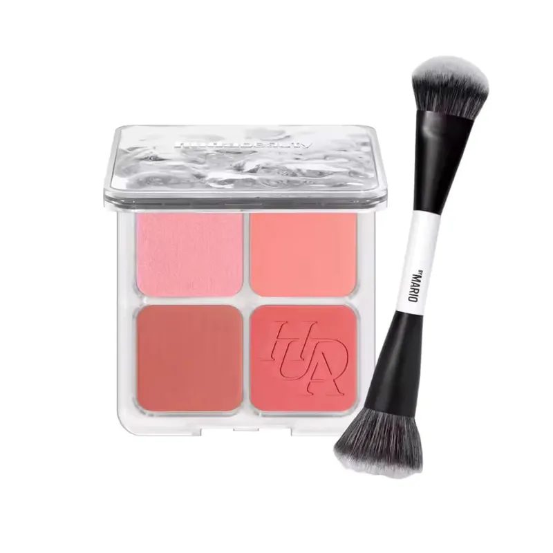 Mario Brush Set and 4-in-1 Glow Blush Blush Filter Flush Eye Check Blush Palette Matte Shimmer Long Lasting Women Daily Cosmetic