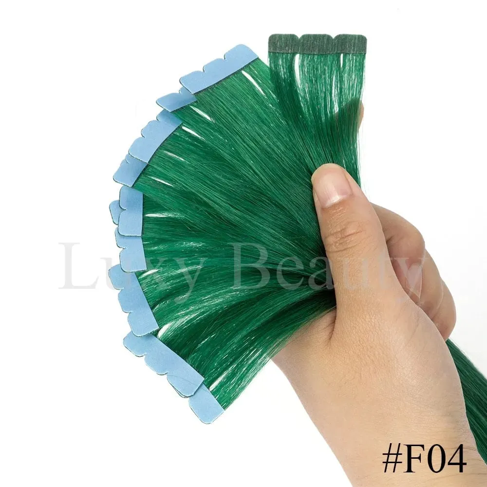 Mini fita colorida em extensões de cabelo, fita invisível sem costura em cabelo humano 10 tamanhos rosa vermelho verde roxo azul mini fita de cabelo