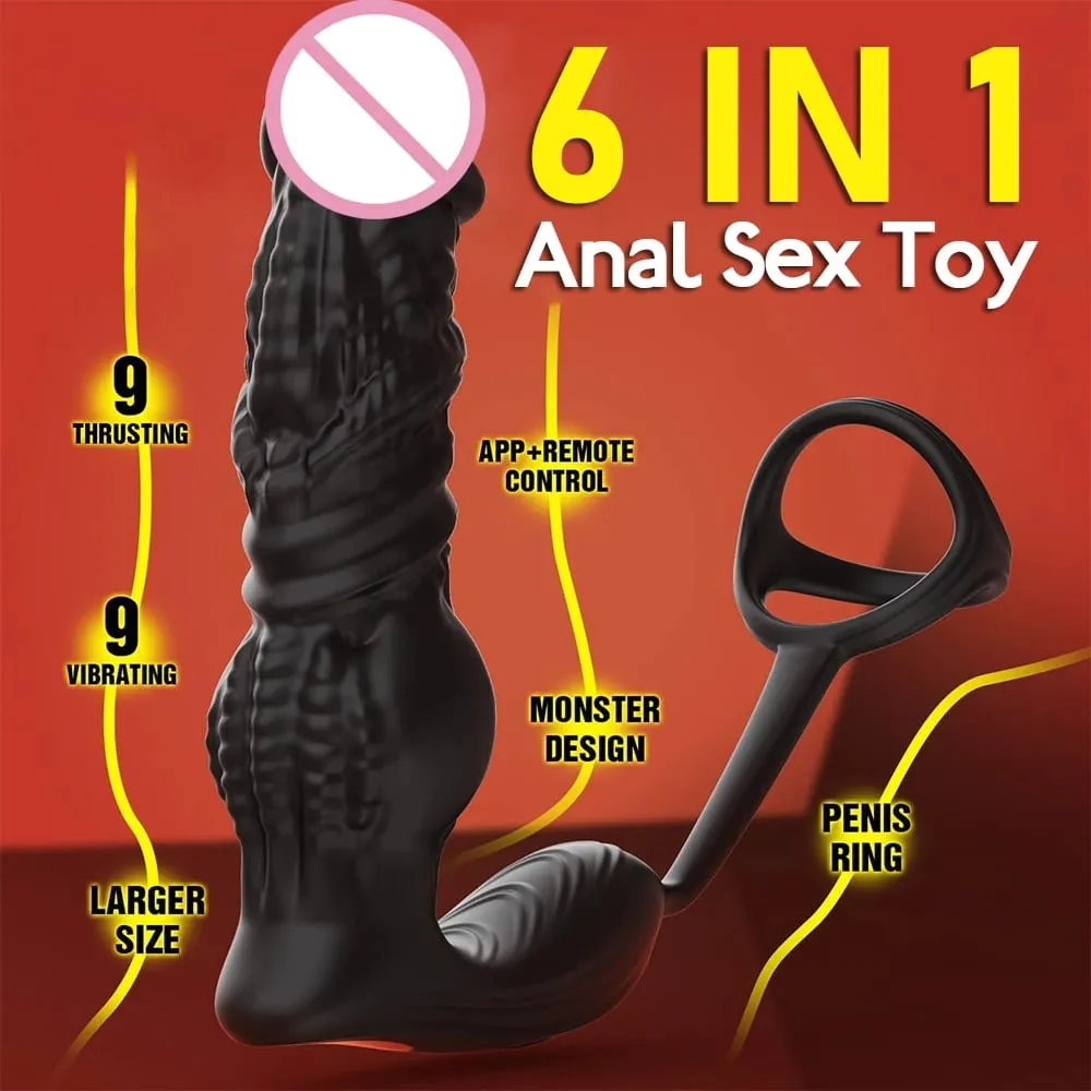 Vibrador retrátil com controle remoto/aplicativo, 6 em 1, massageador de próstata masculino, impulso de alta velocidade, plugue anal elétrico, vibrador anal, brinquedos sexuais