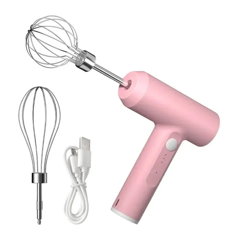 Batedor de ovos elétrico, batedor de comida, portátil, recarregável, 3 velocidades, batedor de ovos, massa, bolo, creme, misturador, ferramentas de cozinha