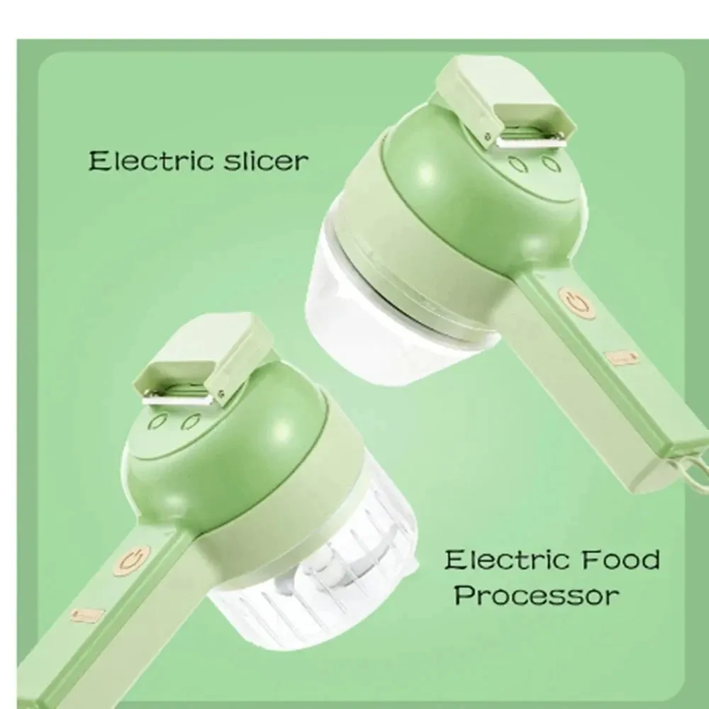 4 合 1 手持式電動切菜機無線食品加工機蔬菜切片機套裝辣椒蒜泥切碎烹飪小工具