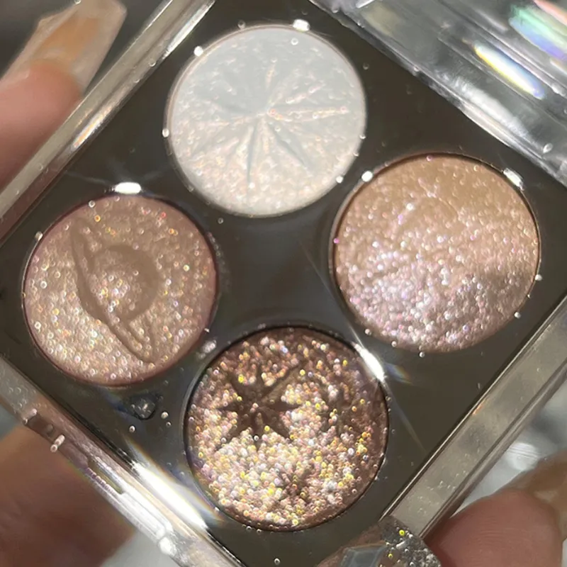 Paleta de sombras com glitter fino perolado, paleta de sombras com lantejoulas diamante e bicho da seda, à prova d'água, maquiagem duradoura para os olhos