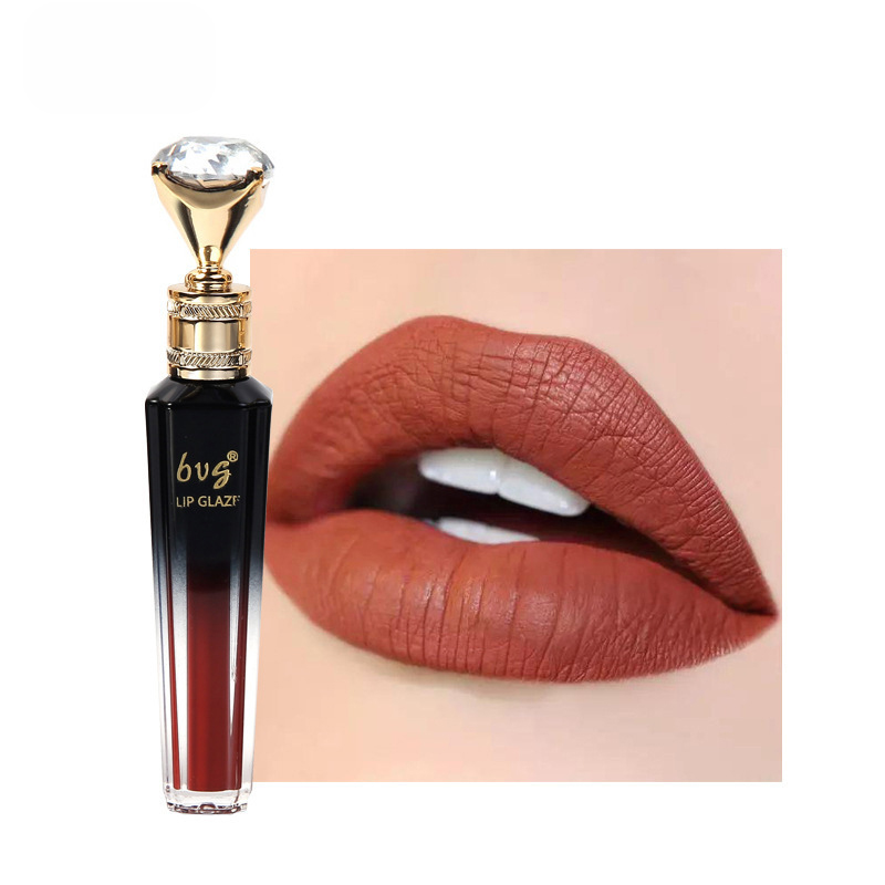 Brilho labial durável, hidratante, à prova d'água, não desbota, copo antiaderente, cor durável, veludo fosco, cosméticos para mulheres