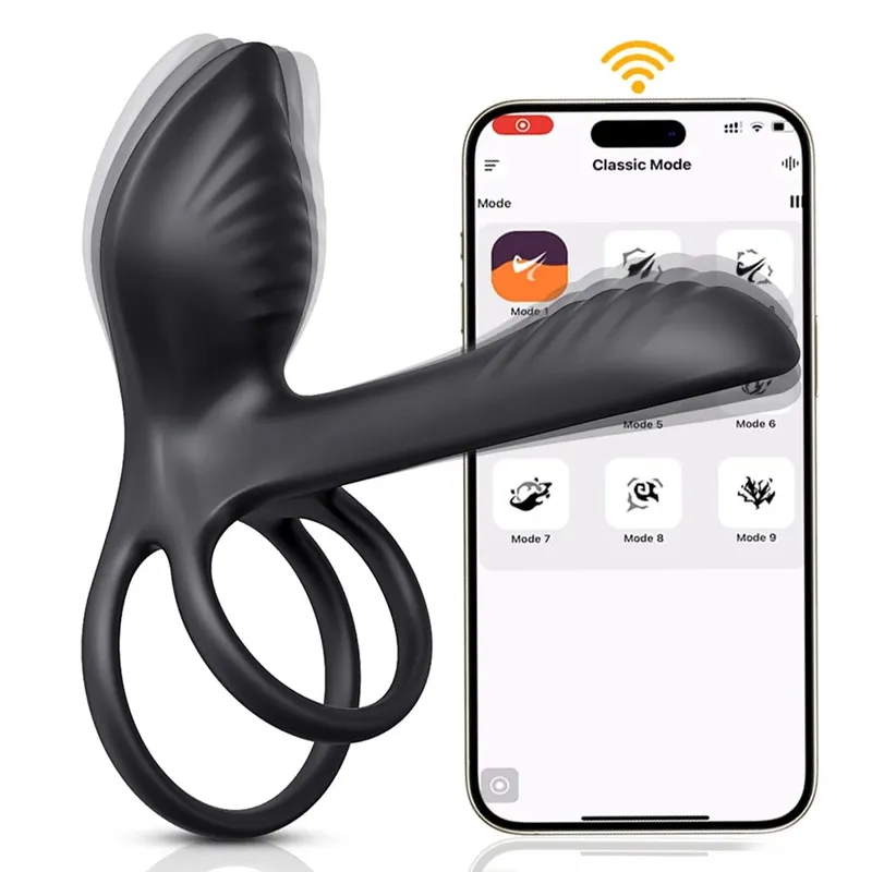 Vibrador duplo com controle remoto, anel peniano para homens, tempo de atraso, massageador de próstata, anéis penianos, brinquedo sexual vibratório para homens — image 9