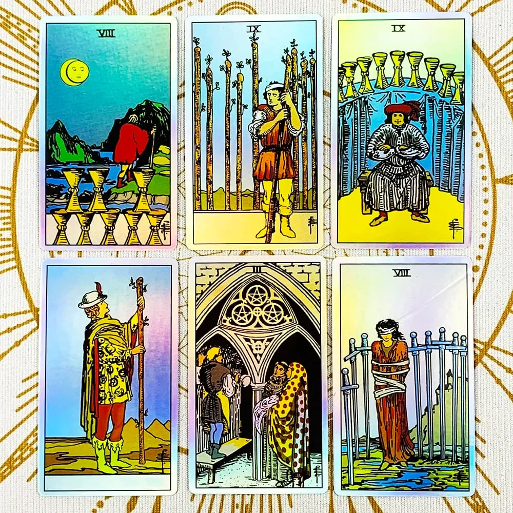 Baralho de cartas de tarô brilhante Vitetta, 78 cartas de tarô para iniciantes, novo design, aproximadamente 10,3 * 6 cm, jogo de tabuleiro de adivinhação