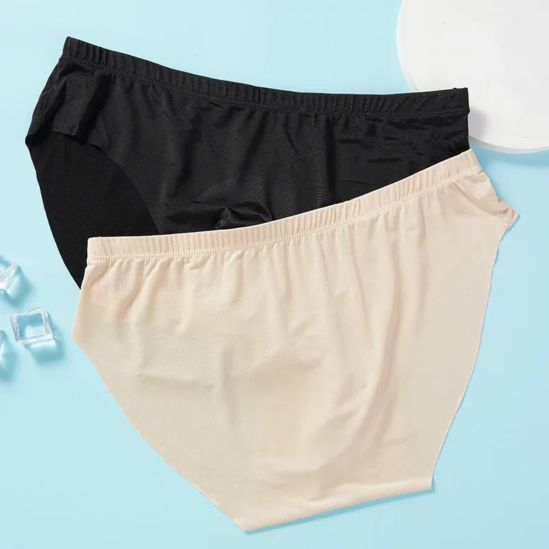 4pcs Men's Ice Silk Briefs Summer Transparent Seamless Sexy Quick-drying Trendy Breathable Underwear Ultra-thin Panties